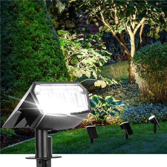 Solar Spot Lights Outdoor Waterproof 4 Pack LED Yard Garden Pathway Garage Light - Picture 1 of 7